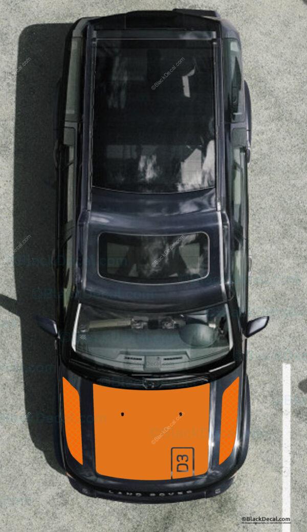 D3 Land Rover Bonnet Graphic Decal, matt orange